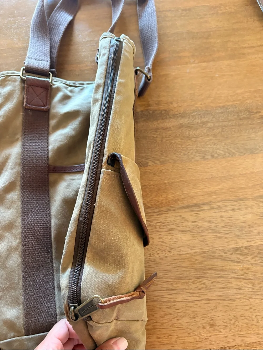Duluth Trading Co brown  Canvas Messenger Bag with Brown Straps